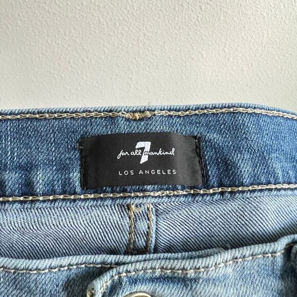 7 For All Mankind the Jo Jeans Women's 31 Wide Leg Destroyed Step Hem Stretch - Picture 5 of 8